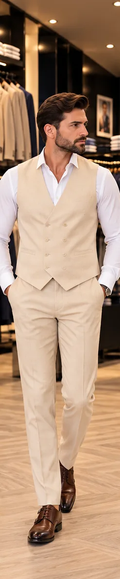 Gilet met pantalon – Crème, foto 2